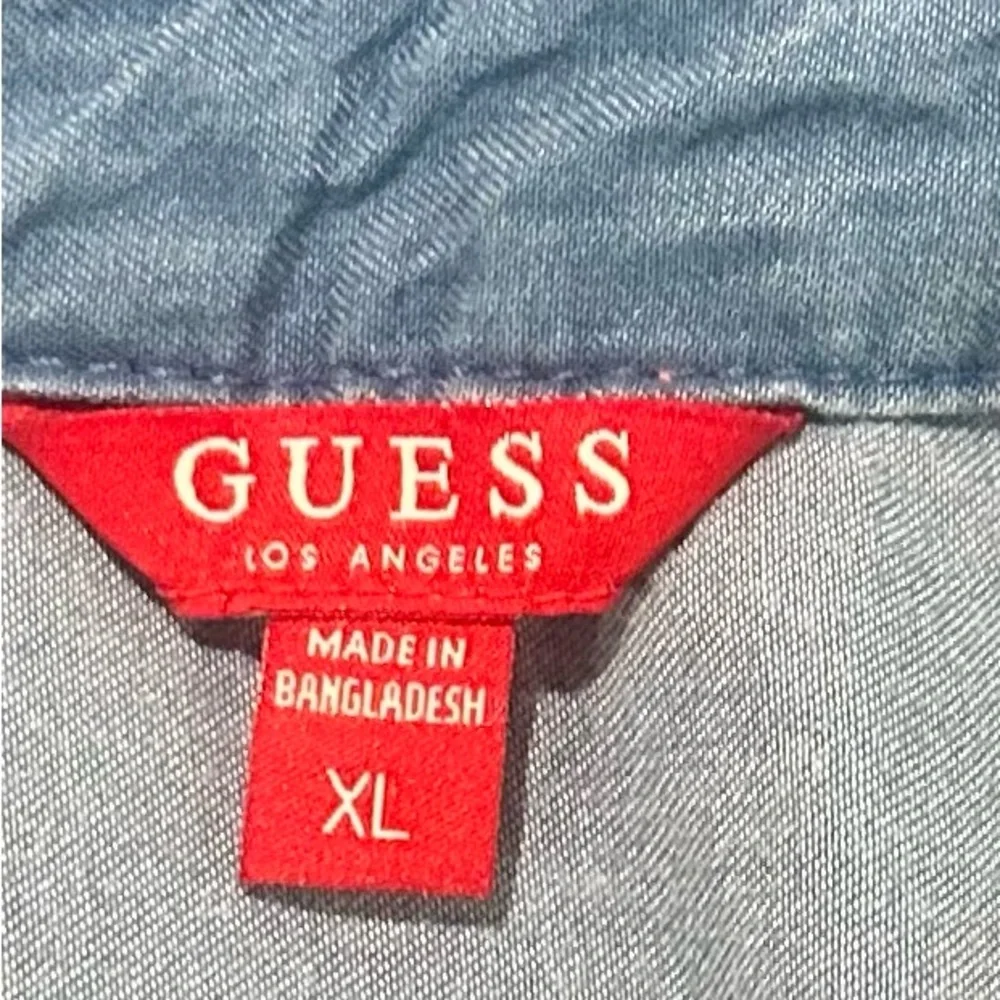 Guess Sleeveless Denim chambray dress lace up bodice with Belt Sz Xl western - Picture 5 of 9